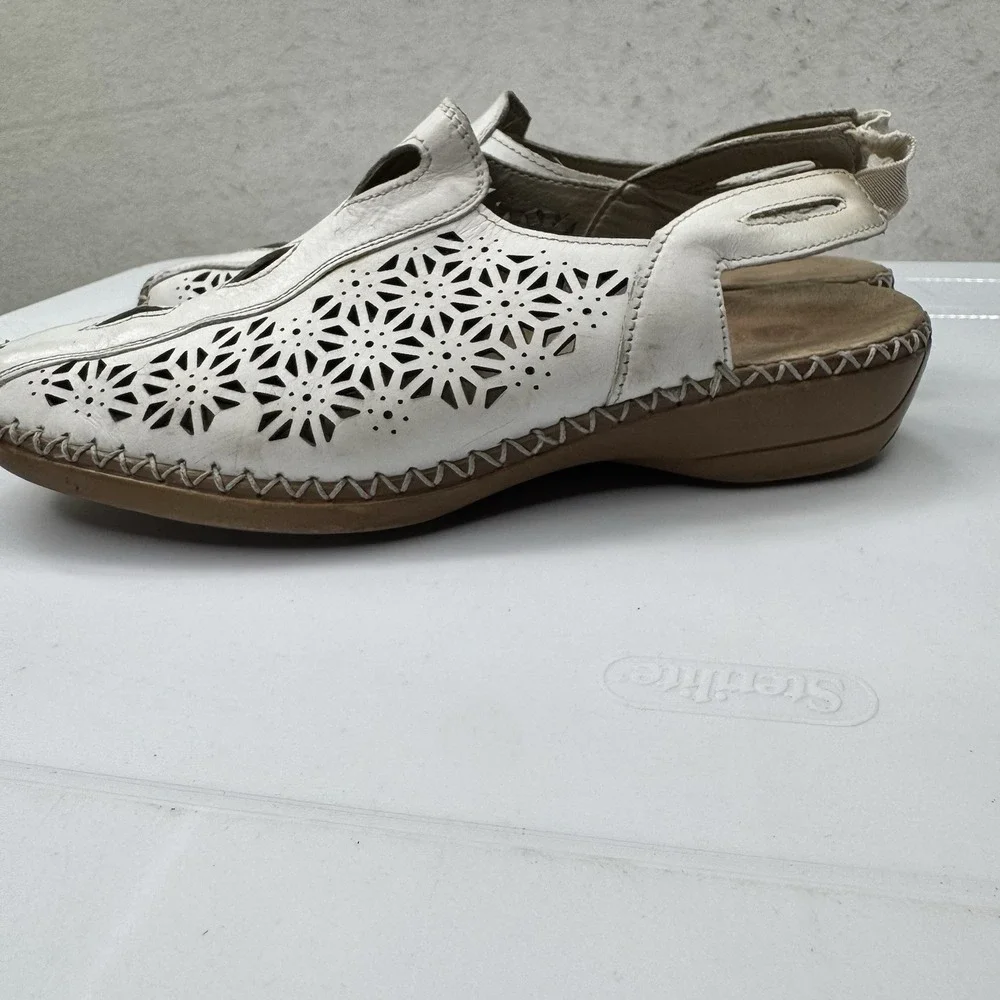 Remonte White Laser-Cut Slingback Sandals